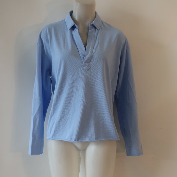 Womens Frank & Eileen Blue V-Neck Pullover Top M - Picture 1 of 6